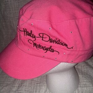 VTG ✨Harley Davidson Hat Bling Pink Rare Rhinestone Cap One Size Women's